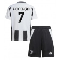 Juventus Francisco Conceicao #7 Heimtrikotsatz Kinder 2024-25 Kurzarm (+ Kurze Hosen)